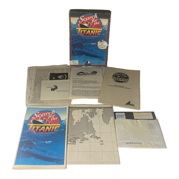 Vintage Search For The Titanic (1989) IBM PC 5.25" Disc Big Box PC Tested